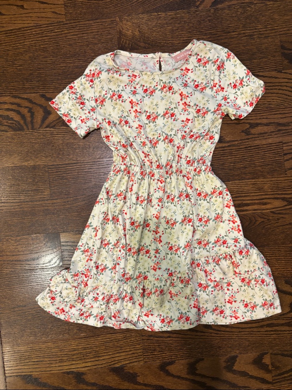 BCBGirls Cream Dress with Red Floral Print